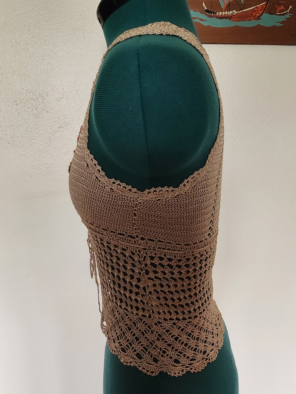 Candie's Taupe Sleeveless Crochet Tank - Picture 4 of 8